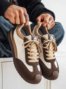 Giày huấn luyện quân đội nam mới, giày thể thao thường ngày, giày trượt ván nhẹ, đa năng và thời trang, giày phong cách đường phố thoáng khí. - màu nâu - Xem 2