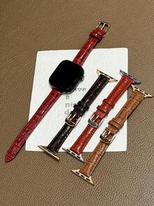 时尚品牌 D 字母金属装饰软皮表带，适用于 46mm 38mm 40mm 41mm 42mm 44mm 45mm 49mm，优雅女士珍珠色真皮替换表带，适用于 Series 11 10 9 8 7 6 5 SE Ultra 2，时尚女孩配饰，圣诞节和情人节礼物 - 紅色 - 查看 7