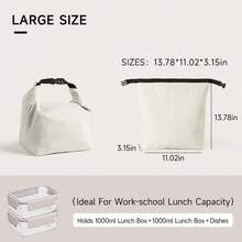 1pc Portable Insulated Lunch Bag, Reusable Canvas Tote, Leakproof Thermal Lunch Box Bag - Multicolor - View 10