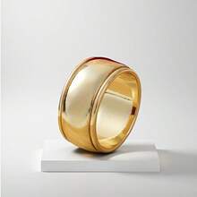 1枚新款复古宽版戒指 时尚简约欧美个性创意哑光面板指环 - 金色 - 查看 16