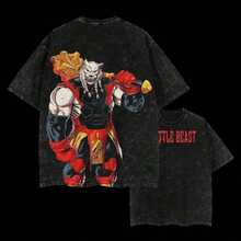 Battle Beast Print Cotton T-Shirt, Vintage Graphic Tee Washed For Fans Super Hero Movie, Printed Crew Neck T-Shirt Oversize, Graphic Streetwear T-Shirt, T-Shirt Unisex Hot 2025summer Outfits For Womengraphic Tees - 黑色 - 查看 6