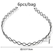 6pcs Unisex Black Invisible Sports Headband, Minimalist Korean Style Hairband, Wave Hair Clip Headpiece, DIY Party Holiday Headband Base - Black - View 9