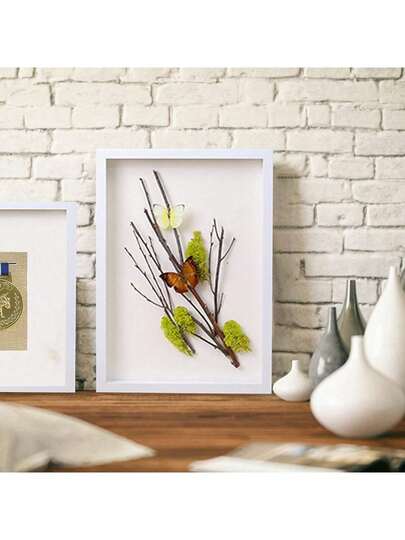 4pcs 3D Hollow 3cm Photo Frames, Handmade DIY Desktop Decor Shadow Box Frames, 8x8 Inch Square 3D Photo Frames, Can Be Hung On Wall Or Placed, Suitable For Dried Flowers, Butterfly Specimens, Wedding Souvenirs, Crafts, Medals, Tickets And Photos
