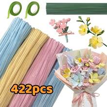 Bộ dụng cụ làm hoa thủ công gồm 221/422 que làm sạch ống, 4 màu thân nhung kèm băng dính hoa và dây thép, bộ dụng cụ tự làm bó hoa cho người mới bắt đầu, dự án nghệ thuật thủ công dễ làm kèm video hướng dẫn. - 422 chiếc (4 màu) - Xem 16