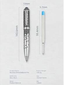 Elegant Geometric Engraved Metal Ball Pen - 5 Color Options, 1.0mm Smooth Writing, Decorative Luxury Design, Refillable & Portable, Suitable For Business, Office And Gift - A - View 4