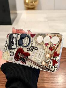 1个卡带吉他心形音乐符号透明软手机壳，兼容三星Galaxy A04e/12/A13/A14/A34/A50/A52/A53/A54/S21/S22/S23/S24/S25/S25Ultra - 無色 - 查看 3