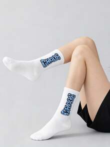 5 Pairs Unisex Retro Cartoon Striped Pattern Soft & Comfortable High Elasticity Versatile Casual Mid-Calf Socks, Suitable For Daily Wear, Gifting, And Styling - Multicolor - View 5