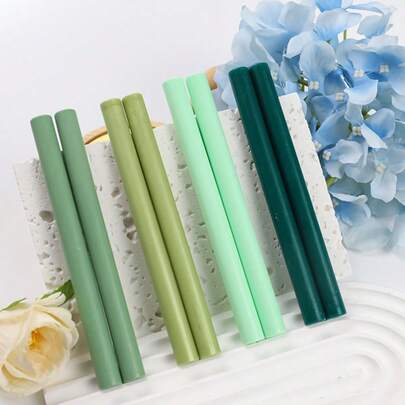 10pcs Green Sealing Wax Sticks, Bright Color Wax Seal Stamp, Envelope Sealing, Product Packaging, Sealing Wax, Sealing Wax Gun, Wax Seal