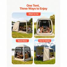 Screen House Tent, 6 X 6 Ft, 4-6 Person Pop Up SUV Tailgate Tent, Portable Screened In Canopy With Carry Bag, Netting Sides, For Car Camping, Garden, Patio, Backyard, Outdoor Activities, Beige - Mẫu gắn phía sau, kích thước 6*6ft - Xem 7