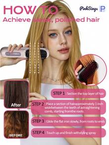 PinkSings Máy duỗi tóc không dây với màn hình LCD, nhiệt độ điều chỉnh được, máy duỗi tóc mini cầm tay, vật dụng cần thiết khi đi du lịch, bàn chải nhiệt ion âm, dụng cụ tạo kiểu tóc dành cho nữ, chống bỏng, lớp phủ gốm. - trắng - Xem 10