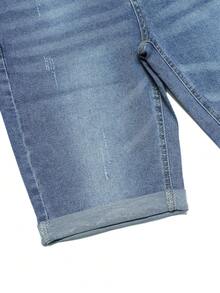 Pantalones cortos de mezclilla casuales sencillos hasta la rodilla para hombres - Lavado ligero - Ver 6