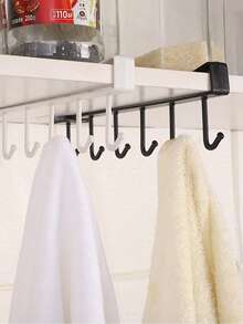 1 cái giá treo đồ dùng nhà bếp bằng nhựa, móc treo dụng cụ, giá treo khăn, giá đựng đồ 6 móc. - Xem 11