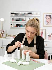 1/2pcs 10ml White Reusable Plastic Liquid Storage Bottle With Fine Brush, Nail Polish Refill Container - Multicolor - View 5