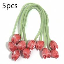 5 piezas/paquete Capullos de flores de tulipán con cinta de doble cara, decoración floral para el hogar, suministros de embalaje de regalos, accesorios de ropa, decoraciones de lazos DIY - Tulipán de cinta - Ver 18