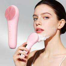 Rechargeable Silicone Facial Cleansing Brush For Women & Men - 5 Modes Waterproof Face Scrubber With Heat Massage, Deep Cleansing & Exfoliating Electric Face Brush (Pink) - Multicolor - View 10