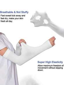 1pair Youth Sports Arm Sleeves , Sun Protection Breathable Cooling Sport Arm Sleeves With Thumb Hole, All-Season Comfort, Temperature Regulating & Moisture Wicking, Suitable For Outdoor Sports Running, Basketball, Football, Knit Fabric, UV Sun Protection Arm Sleeves Compression Cooling Sleeves Outdoor Sport Breathable Elastic Ice Sleeve For Youth Boys Girls Sports - Multicolor - View 5