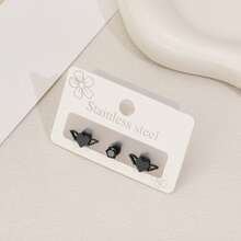 Stainless Steel Fashionable Jewelry, Heart-Shaped Small Wing Earrings, Zirconium Earrings, Suitable For Women's Daily Wear - ZH071 - View 3