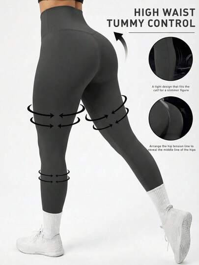 FWH High Waist Slimming/High Waist Slimming Leg Design, Suitable For Running And Outdoor Sports/Sports Performance/Active Lifestyle, Compression Leggings/Shaping Leggings/Basic Leggings, Women High Waist Compression Leggings