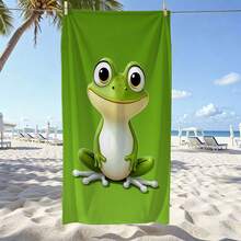 1pc Frog Print Beach Towel - Soft, Lightweight, Sand-Proof, Super Absorbent Microfiber, Suitable For Travel, Swimming, Surfing, Yoga, Camping And Beach Entertainment, Beach Accessory - A - View 1