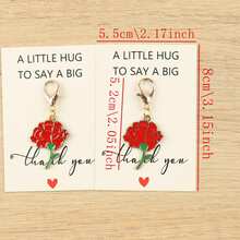 1pc/3pcs/5pcs Cute Red Carnation Enamel Keychain "A Little Hug To Say A Big Thank You" Sweet Appreciation Greeting Card Gift For Mom Teachers Friends Family - Multicolor - View 3