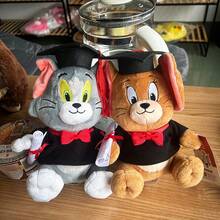 TOM AND JERRY. 新款20厘米博士毛绒玩具，可爱卡通电影医生造型，身着医生服装，生日毕业季礼物 - 彩色 - 查看 6