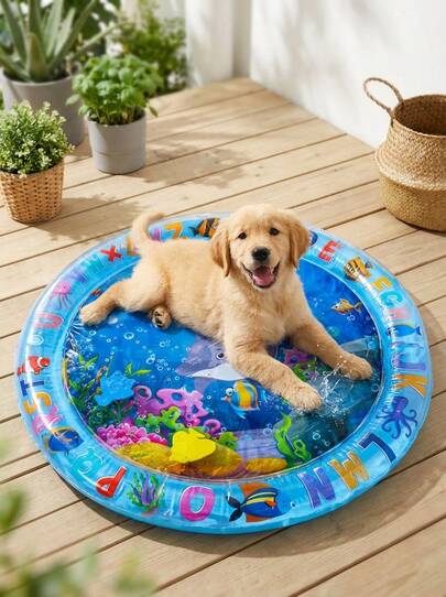 PETSIN 充水充气圆形和方形猫咪水感游戏垫，宠物水床，狗猫夏季清凉地垫，动物绿洲宠物水感垫，水床游戏垫，加厚PVC防刮，手感凉爽舒适的宠物垫