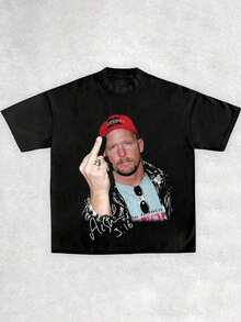 Men's T-Shirt With 'Stone Cold' Portrait Graphic Print For Sports, Entertainment And Urban Style - 白色 - 查看 1