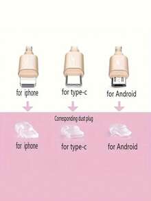 1pc Customized Dust Plug Charm, Personalized Name Applicable For Various Micro-USB, USB-C/Type-C, Apple Lightning Ports - Silver - View 5