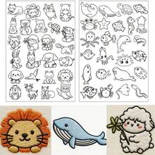 Cute Animal & Floral Embroidery Sticker Set For Beginners, DIY Self-Adhesive Water-Soluble Fabric Paper, Self-Adhesive Non-Woven Pre-Printed Patterns Stick Water-Soluble Stabilizer - Black and White - View 13