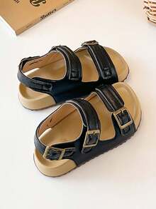 1 đôi dép xăng đan trẻ em unisex dễ thương, thời trang, đa năng, đế mềm chống trượt, thích hợp cho bé đi du lịch, đi biển, mùa hè. - màu đen - Xem 7