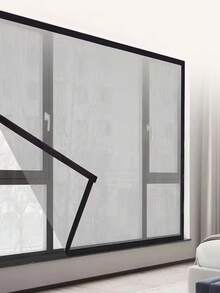 1 tấm lưới chống côn trùng tự dính cho cửa sổ, lưới chống côn trùng vô hình dùng trong nhà vào mùa hè, dễ dàng lắp đặt. - Lưới màu xám với viền đen - Xem 8