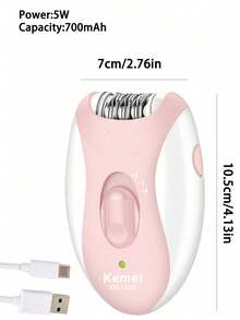 Kemei Women's Electric Shaver, USB Rechargeable Trimmer For Underarms, Legs And Bikini Line, Portable Travel Shaving Device, Gift For Women (Pink) - Pink - View 10
