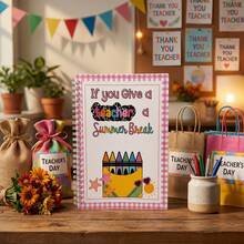 《如果你送老师暑假礼物》（粉色螺旋线圈设计，教师节礼物书，教师节礼物指南，办公用品，教师节礼物，2D） - 長方形 - 查看 6