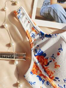 Women's Floral Print Fitted Casual Everyday Top - Multicolor - View 3