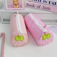 1个可爱铅笔盒，耐用拉链铅笔袋，简约化妆品收纳袋，学校和办公用品整理袋 - 多色 - 查看 3