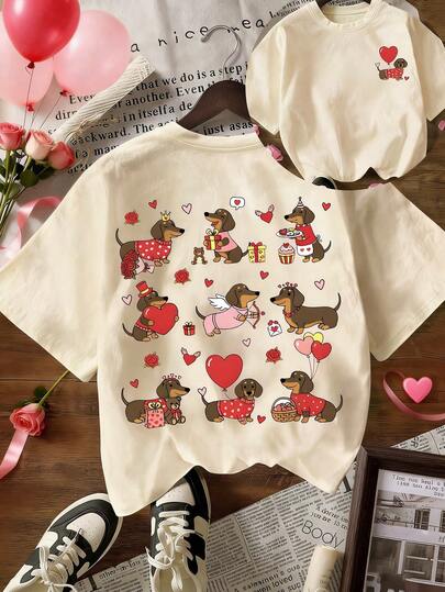 Áo thun ngắn tay cổ tròn in hình trái tim, họa tiết kẻ ô vuông, phong cách tối giản, thời trang mới, đa năng dành cho nữ, thích hợp mặc mùa hè.