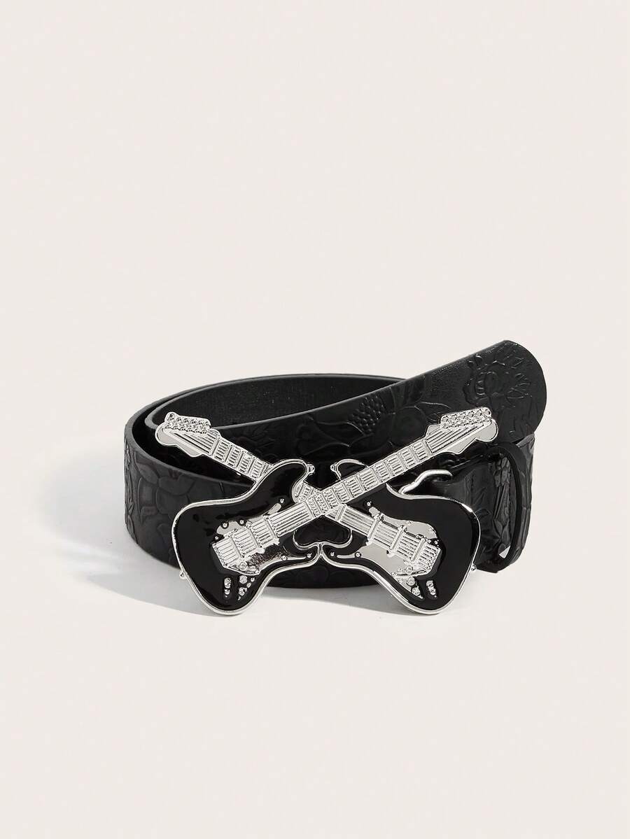 1pc Women's Lacquered Coffee Color Waist Belt, Suitable For Daily Use - Black - View 1