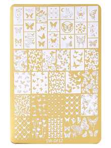 Khuôn dập móng tay kiểu Pháp hình hoa bướm vàng, khuôn dập móng nghệ thuật bằng kim loại kiểu Pháp, khuôn dập móng bằng thép không gỉ có thể tái sử dụng, dụng cụ làm móng DIY cho tiệm nail, mùa xuân/hè. - Vàng - Xem 13