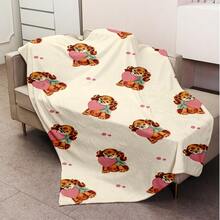1 Stück bequeme vintage Cartoon Cocker Spaniel Herz Muster Flanell Decke, Schlafzimmer Dekoration, Picknick Teppich, Reisedecke, Wolldecke, Tagesdecke, Überwurf, Herbstdecke, Sommerbettdecke, Schlafzimmerdecke, weiche Decke, Sofabezug, weiches gestricktes Polyester Design, Multifunktional, maschinenwaschbar, Bettwäsche, flauschige Decke und lässige Decke, ideales Geschenk für Zuhause, Reisen, Outdoor, alle Jahreszeiten, Haustierdecke, perfektes Geschenk für Haustiere - 150*200 - Übersicht 6