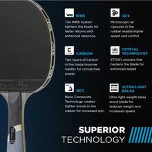 STIGA Pro Carbon Performance-Level Table Tennis Racket with Carbon Technology for Tournament Play - Red and Blue Colors - como en la foto - Ver 4