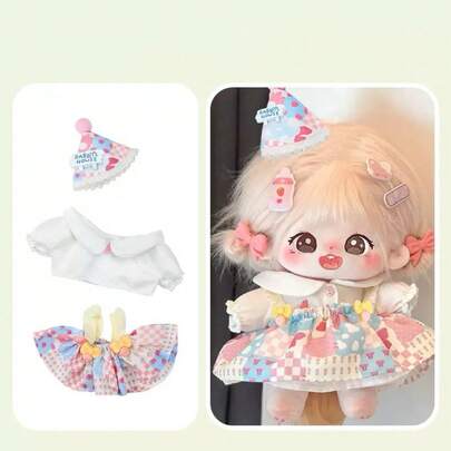 20cm Doll Dress Set, Cute Happy Birthday Dress, Suitable For Dressing Up Dolls, Birthday Gift For Friends, Adorable Doll Clothes (Doll Not Included)