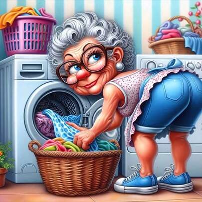 1幅5D DIY钻石画“活力奶奶”，手工钻石刺绣，无框，客厅/卧室墙面装饰，送给妈妈的礼物