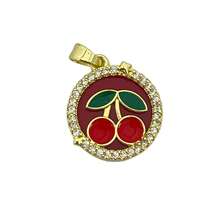 1pc Cherry Series Copper Pendant, Suitable For DIY Jewelry Accessories, Includes Cherry, Heart And Boot Elements, Vintage Style Multi-Purpose Pendant Accessory - Cherry - View 18