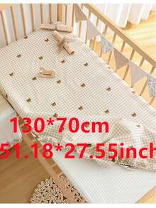 1pc Baby Crib Fitted Sheet, Soft Breathable Cartoon Design, Children's Bed Sheet, Washable Non-Fading, Suitable For Oval/Rectangular Mattress - Multicolor - View 15