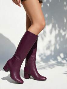 Botas para dama Tacón bajo Clásicas Formales - Vino - Ver 5