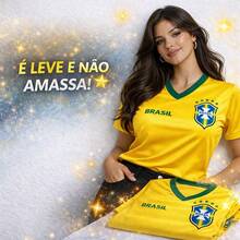 Brazil Women's Baby Look Fan Shirt 2026 - Yellow - View 2