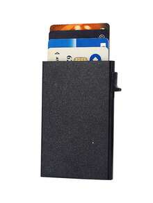 防RFID信用卡夹男士钱包高品质超薄金属银行卡套钱夹钱袋黑色口袋钱包迷你卡包男士礼物，父亲节 - 彩色 - 查看 2