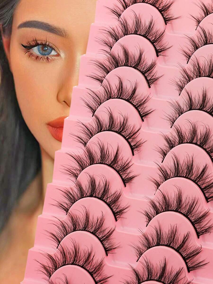 10pairs Super Fluffy False Eyelashes With 6D Natural Lashes Manga Eyelashes - Multicolor - View 1