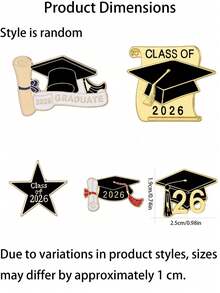 Broche de graduación 2026, pin lindo, disponible en múltiples estilos, joyería de ceremonia de graduación 2026 (unisex), adecuado como regalo de agradecimiento, accesorio de ropa/bolso, regalo perfecto para la ceremonia de graduación, decoración de fiesta de graduación - Multicolor - Ver 7