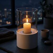Tabletop Fire Bowl Pot Two Use-Fireplace And Candle Holder Windproof 10" H Pillar Candle Holder For Dining Table And Patio(Without Candle) - Regular - View 7